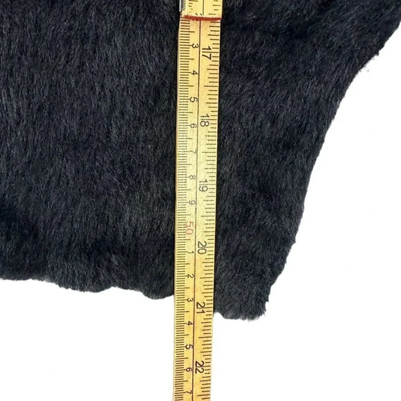 Y2K bebe Fuzzy Sweater womens size Medium Large Jet Black Semi Crop 90s - Picture 13 of 16